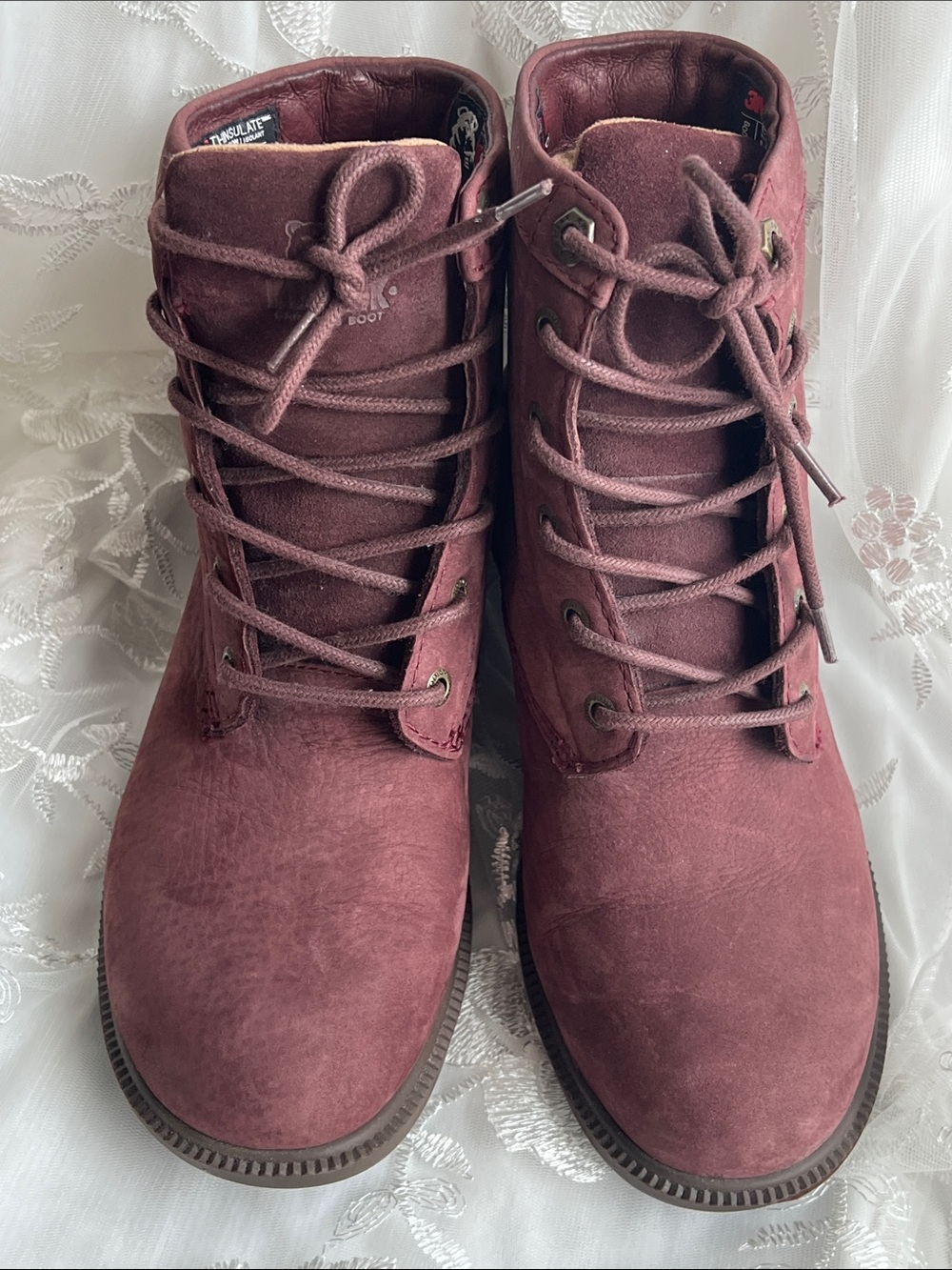 Kodiak Burgundy Lace-Up Suede Ankle Boots